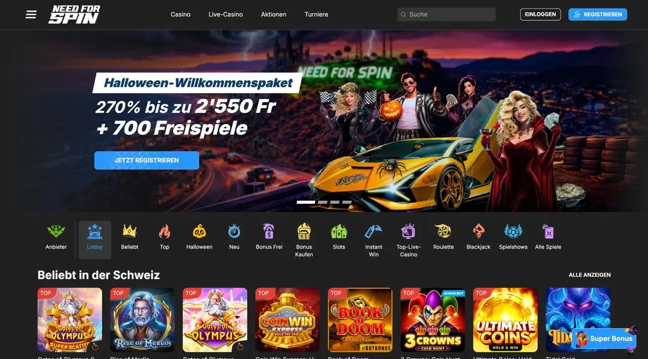 NeedForSpin Casino Startseite